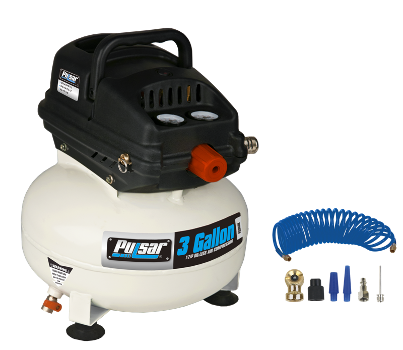 3 Gallon Oil-Free Pancake Air Compressor with Air Hose & Accessory Kit