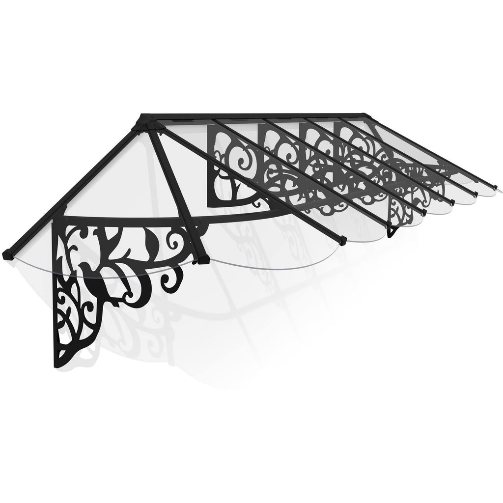 14 x 3 ft. Lily 4178 Window Awning, Black & Clear