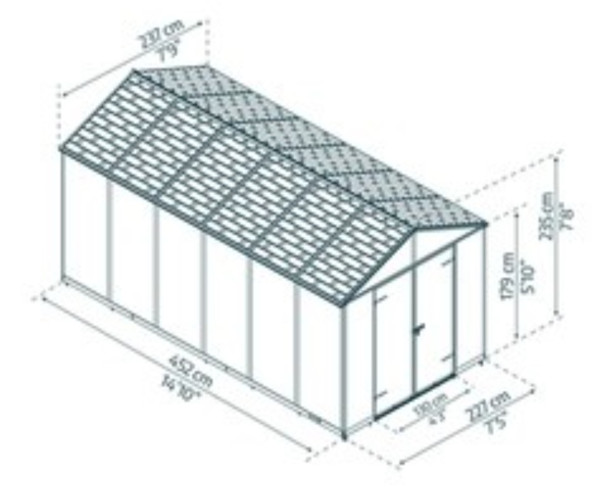 HG9733GY 8 x 15 ft. Rubicon Palram Rubicon Shed, Gray