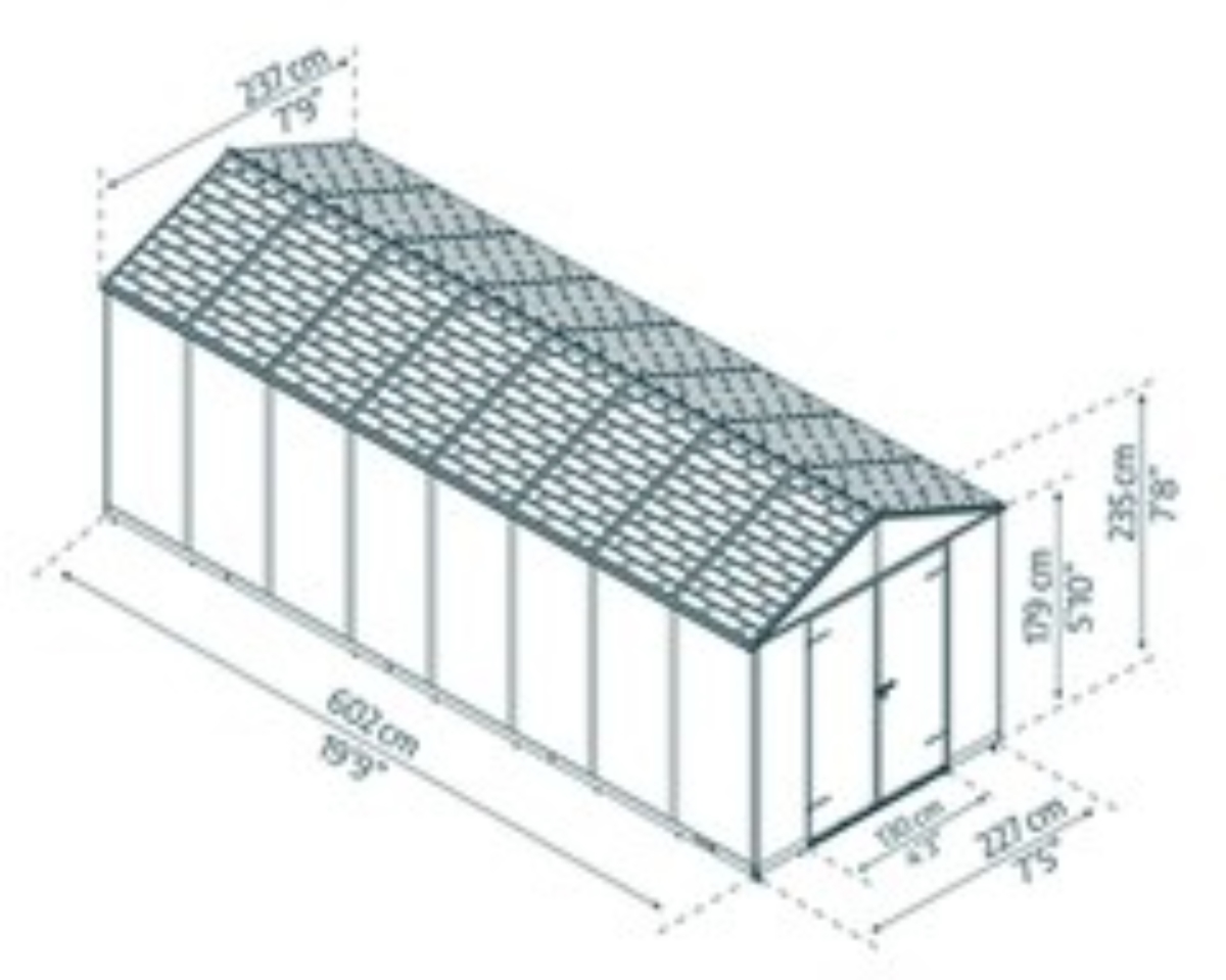 HG9735GY 8 x 20 ft. Rubicon Palram Rubicon Shed, Gray