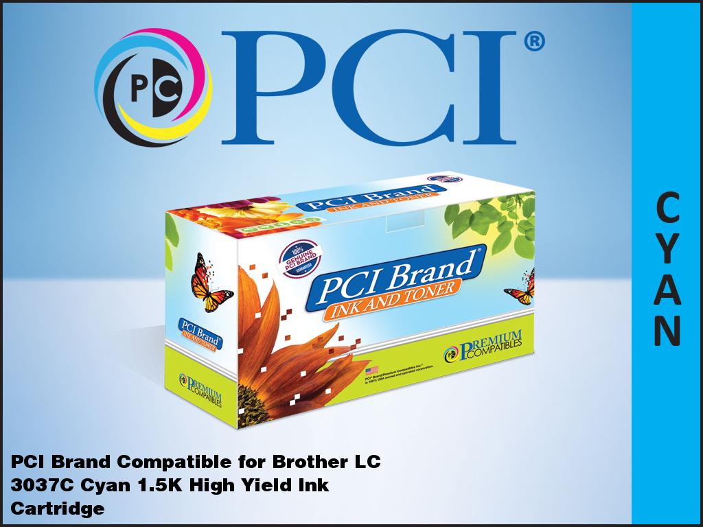 LC3037C-PCI New Compatible Brother LC3037C XXL Cyan Ink Cartridge for MFC-J5845DW - J5945DW - J6545DW - J6945DW - 1.5000 Page-Yield