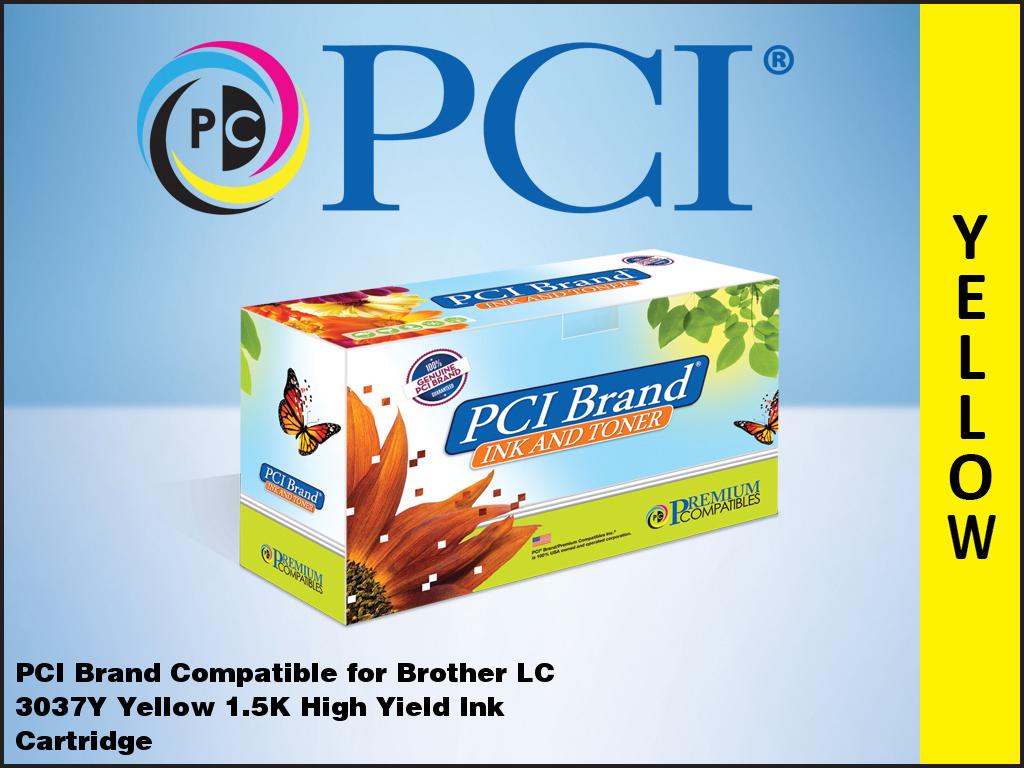 LC3037Y-PCI New Compatible Brother LC3037Y XXL Yellow Ink Cartridge for MFC-J5845DW - J6545DW - J6945DW - 1.5000 Page-Yield