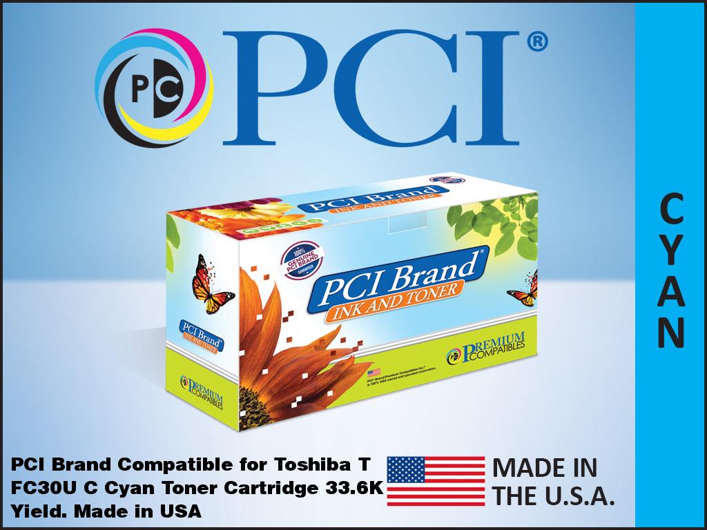 Picture of PCI Brand T-FC30U-C-PCI 33.6K Yield New Compatible Toshiba Cyan Toner Cartridg for E-Studio 2050C 2051C 2550C 2551C