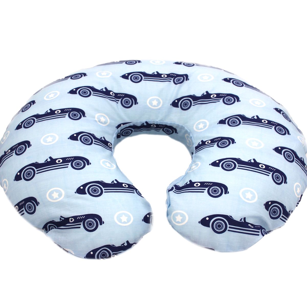 Picture of Pam Grace Creations Classic Race Cars Nursing Pillow Cover  Navy Blue &amp; Baby Blue
