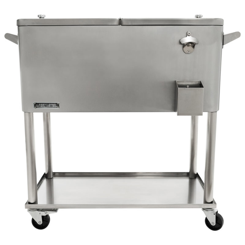 Picture of Permasteel PS-206-SS 80 qt. Rolling Patio Cooler with Bottom Tray&#44; Stainless Steel