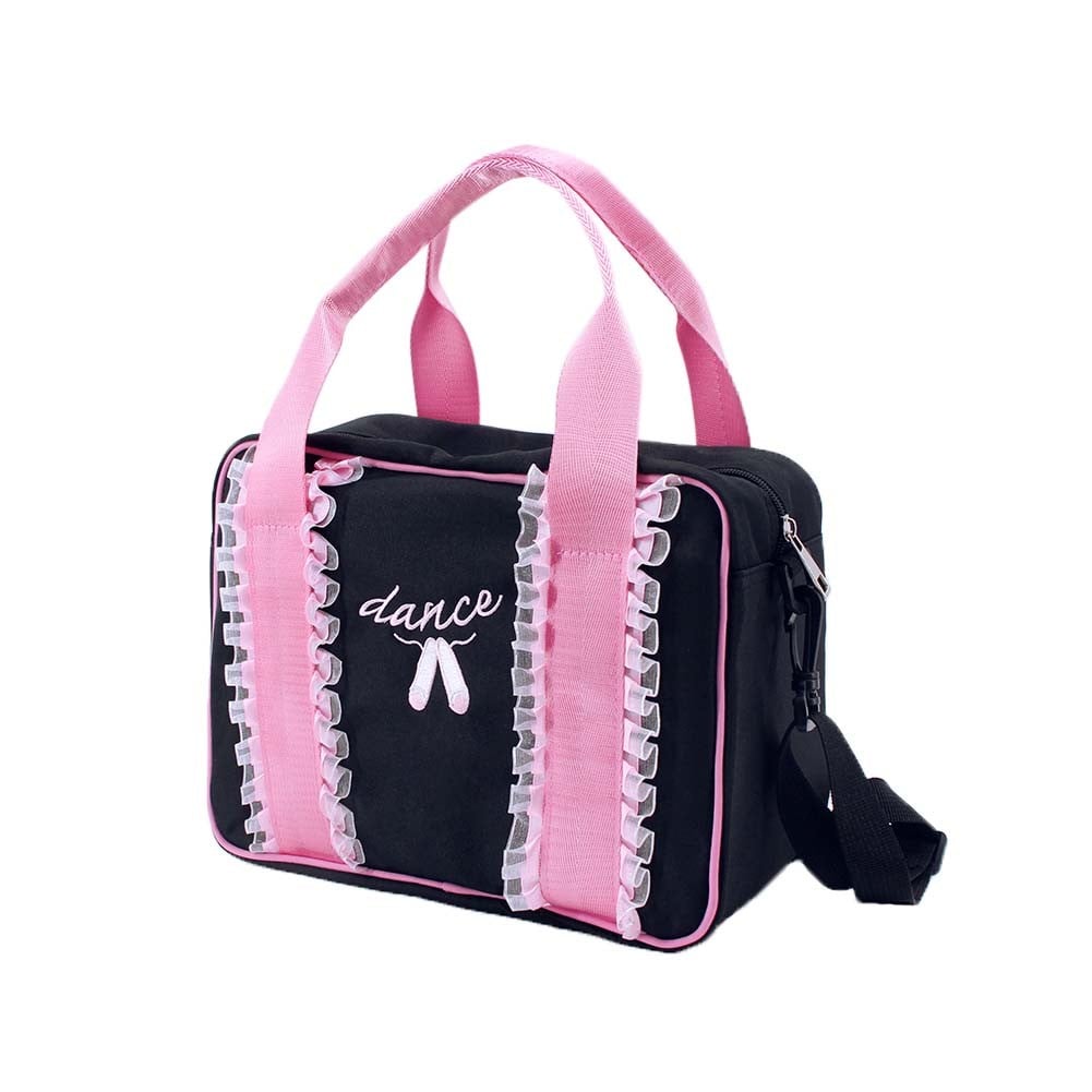 PS-SPO13285471-KELLY00489-RP Girls Latin Ballet Dance Gym Handbag, Black & Pink