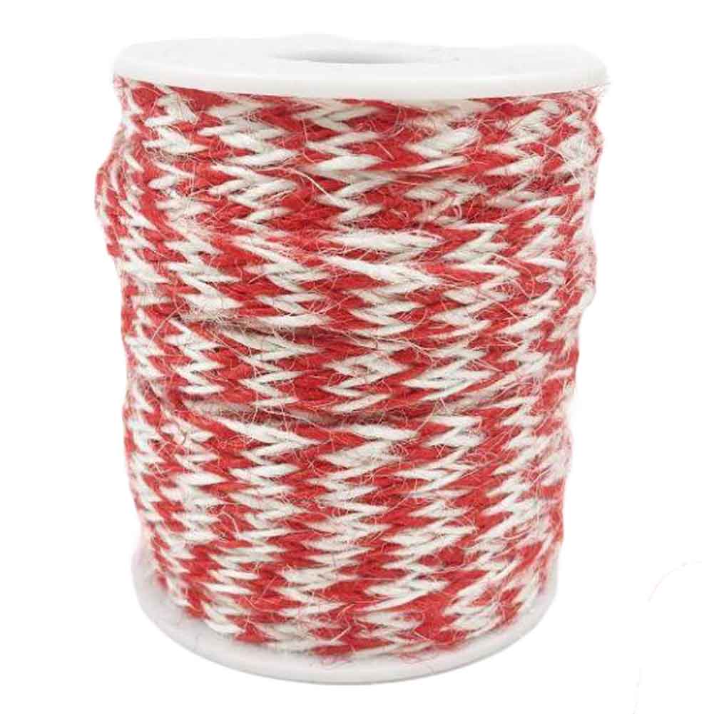 32 ft. 8mm Gift Packing String DIY Arts Decor Jute Twine, Red & White - 2 Piece
