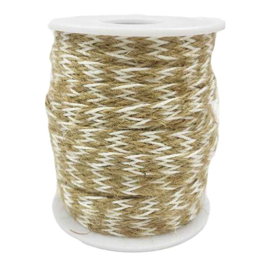32 ft. 8mm Gift Packing String DIY Arts Decor Jute Twine, Jute & White - 2 Piece
