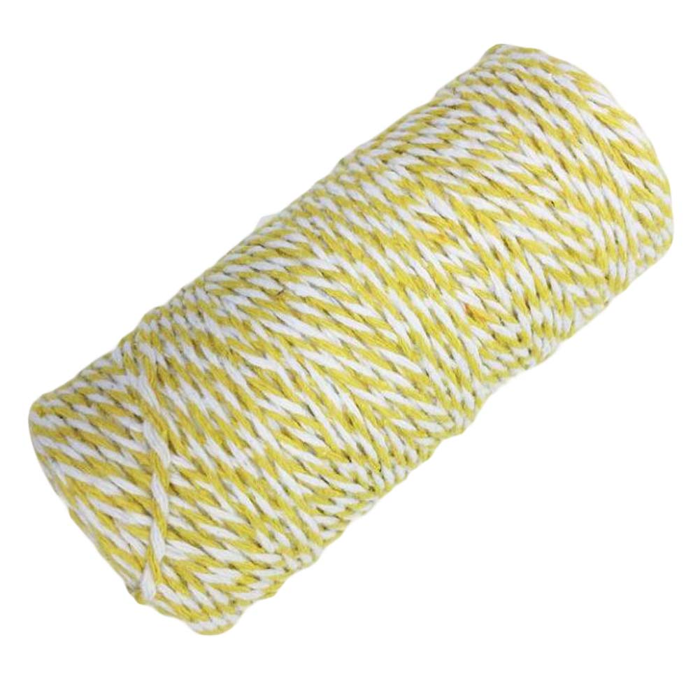 328 ft. 1 mm Cotton DIY Decorative Rope Packing Twine, Yellow & White - 2 Piece
