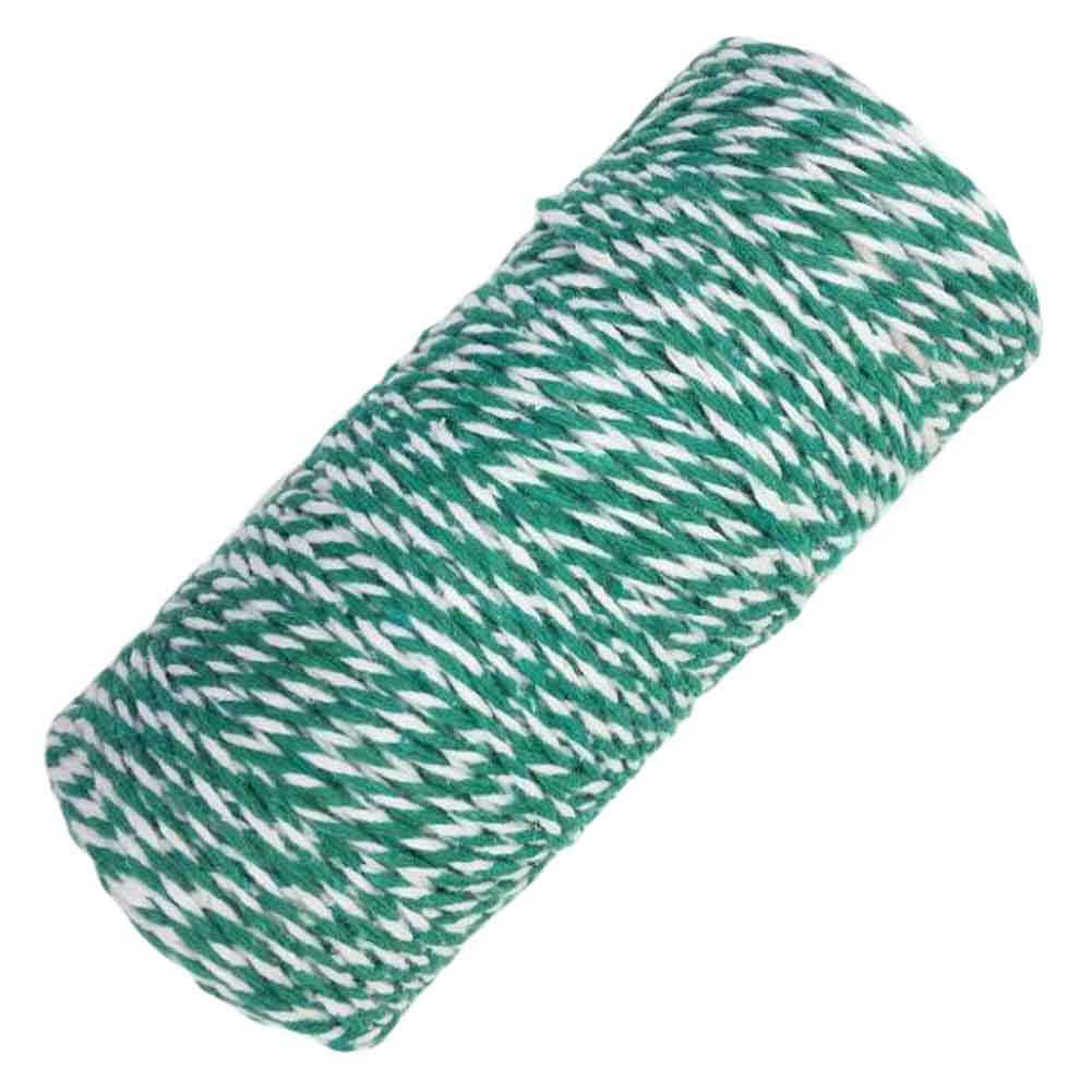 328 ft. 1 mm Cotton DIY Decorative Rope Packing Twine, Green & White - 2 Piece