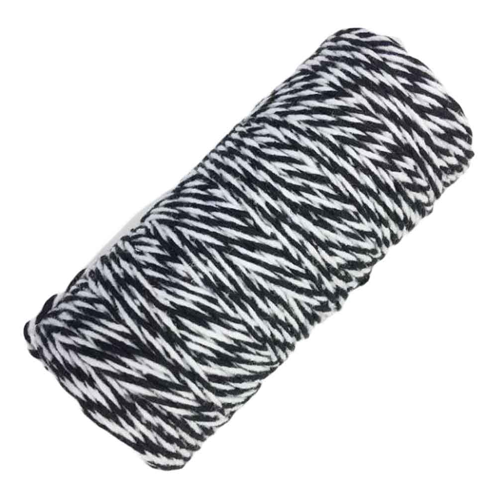 328 ft. 1 mm Cotton DIY Decorative Rope Packing Twine, Black & White - 2 Piece