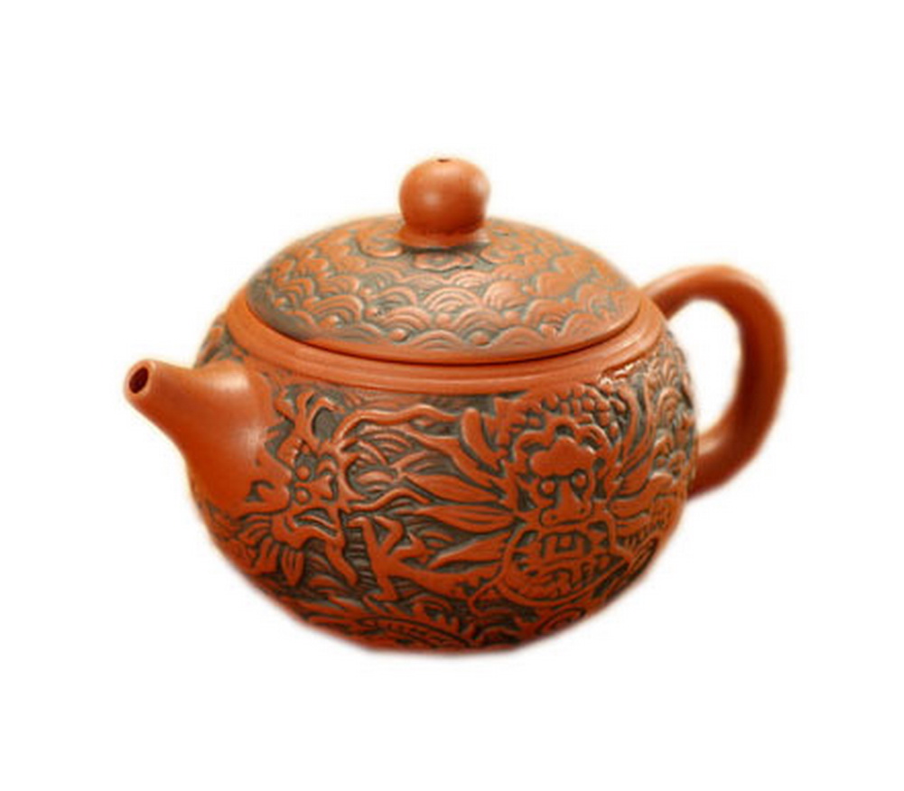 Picture of Panda Superstore PS-HOM367229011-EMILY02720 Ancient Animal Golden Dragon Round Purple Clay Teapot, Orange