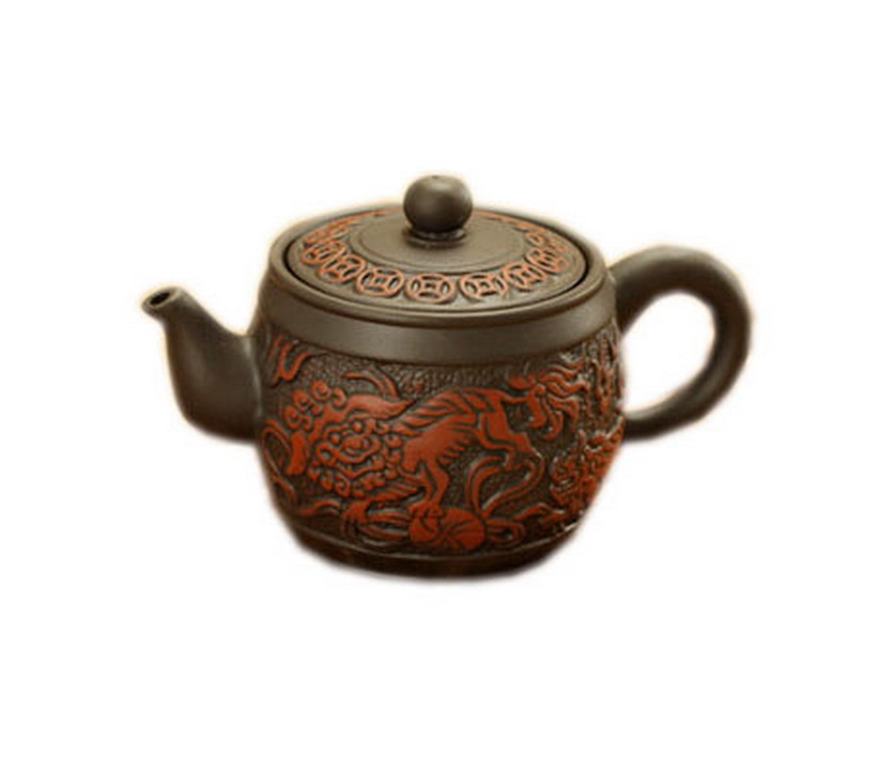 Picture of Panda Superstore PS-HOM367229011-EMILY02722 5.7 oz Ancient Animal Kylin Purple Clay Teapot, Black