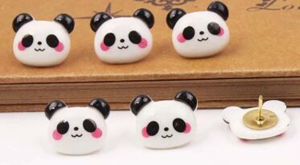 Lovely Panda Pushpins for School or Office - 10 Piece