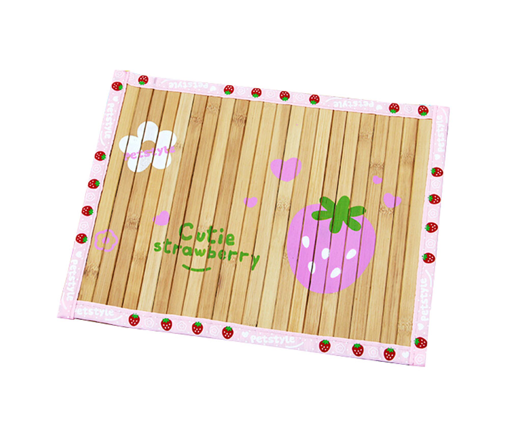 Picture of Panda Superstore PS-PET3024178011-ALAN01833 50 x 37.5 cm Strawberry Natural Soft Pet Dog Bed Bamboo Mat, Pink