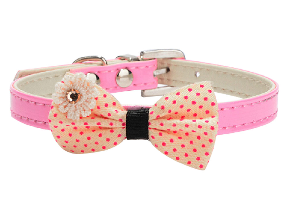 Picture of Panda Superstore PS-PET3052411011-ALAN01798 20-26 cm Pretty Adjustable PU Bow-ties Dog Collar Pet Collar, Pink