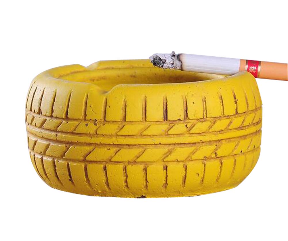 Living Room Desktop Decoration Creative Tire Pattern Ashtrays, Yellow