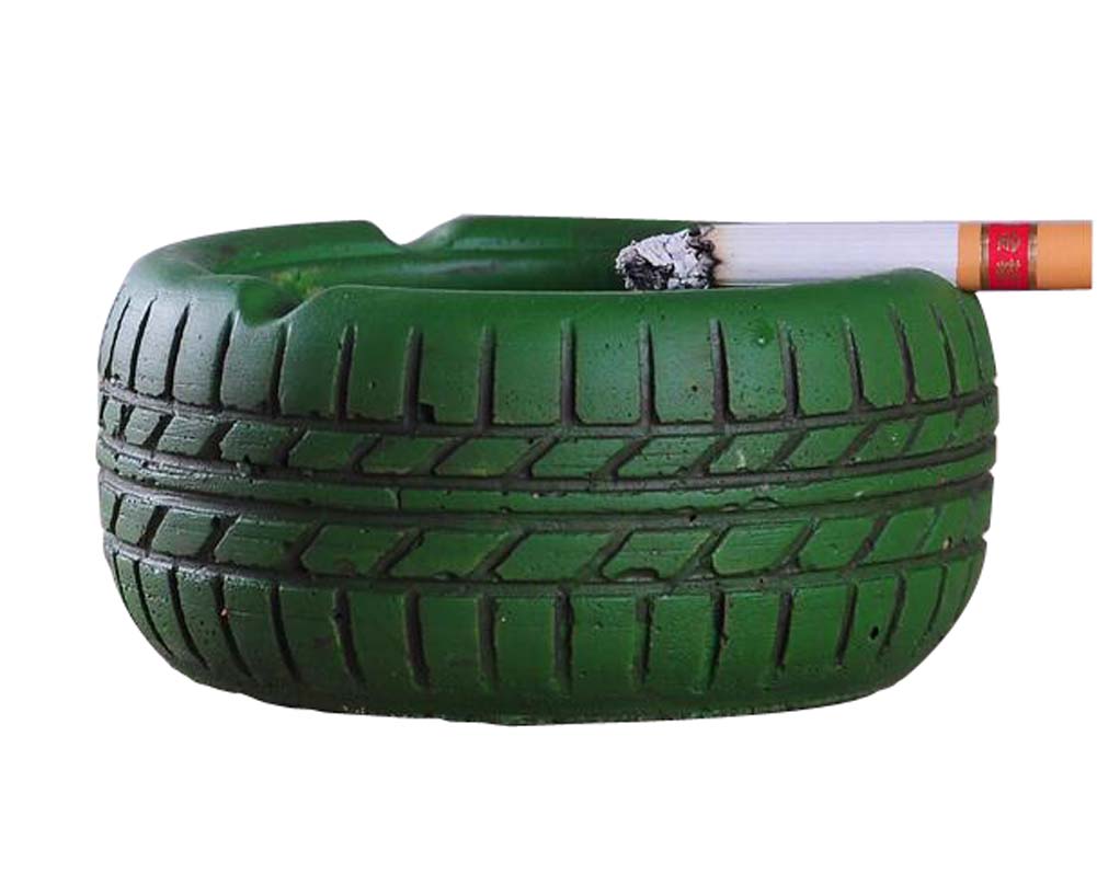 Living Room Desktop Decoration Creative Tire Pattern Ashtrays, Green