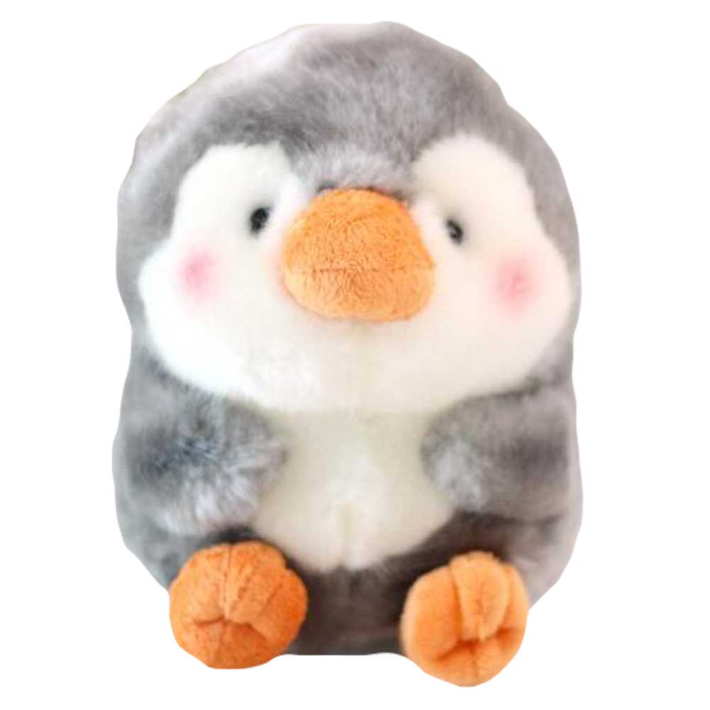 7 in. Penguin Stuffed Animal Plush Toy Sofa Cushion, Gray & White