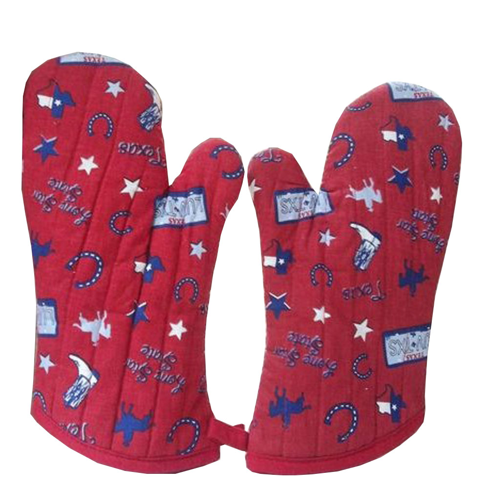 Picture of Panda Superstore PS-HOM678536011-JENNY00003 Freedom Creativity Stripe Cotton Heat Insulation Gloves & Oven Mitts, Red - Pack of 2