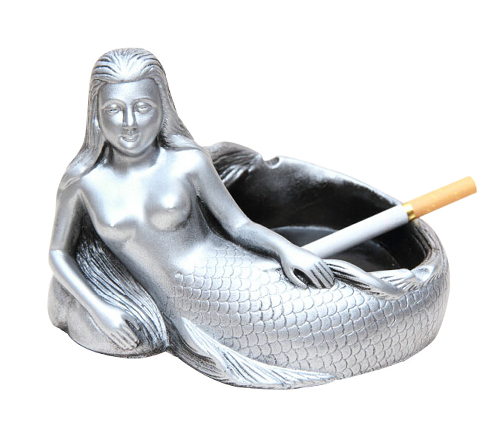 Creative Gifts Fashion Practical Mermaid Ashtray, Silver