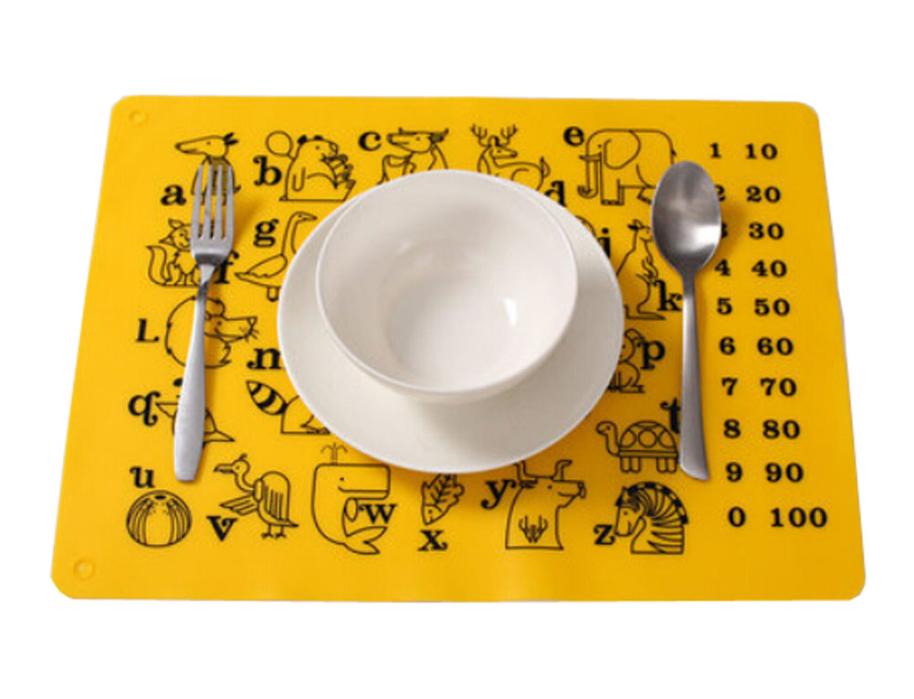 Picture of Panda Superstore PS-HOM3742001-RAY00039 Lovely Animals Healthy Silica Gel Place Mat Kitchenware for Kids - 30 x 40 cm - Yellow