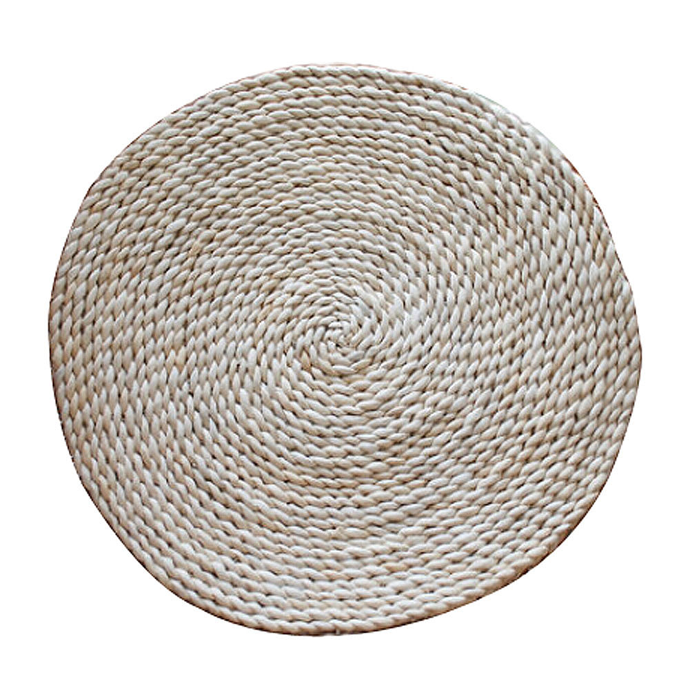 Picture of Panda Superstore PS-HOM3742001-RAY00111 Natural Round Rattan Insulation Pad Placemats, Creamy & White - 40 cm - Set of 2