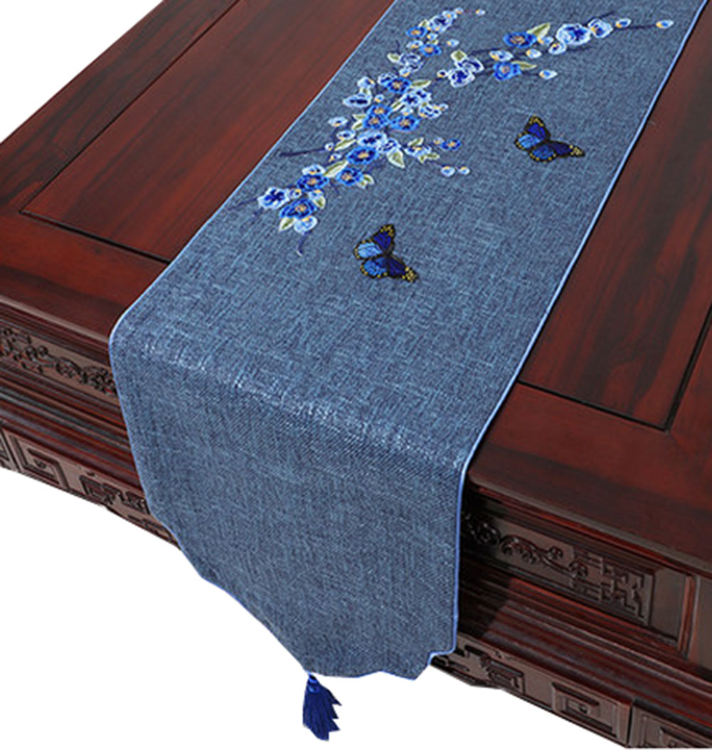 Picture of Panda Superstore PS-HOM3742021-LILY00079 Coffee Drape Linen Runner Modern Chinese Tablecloth