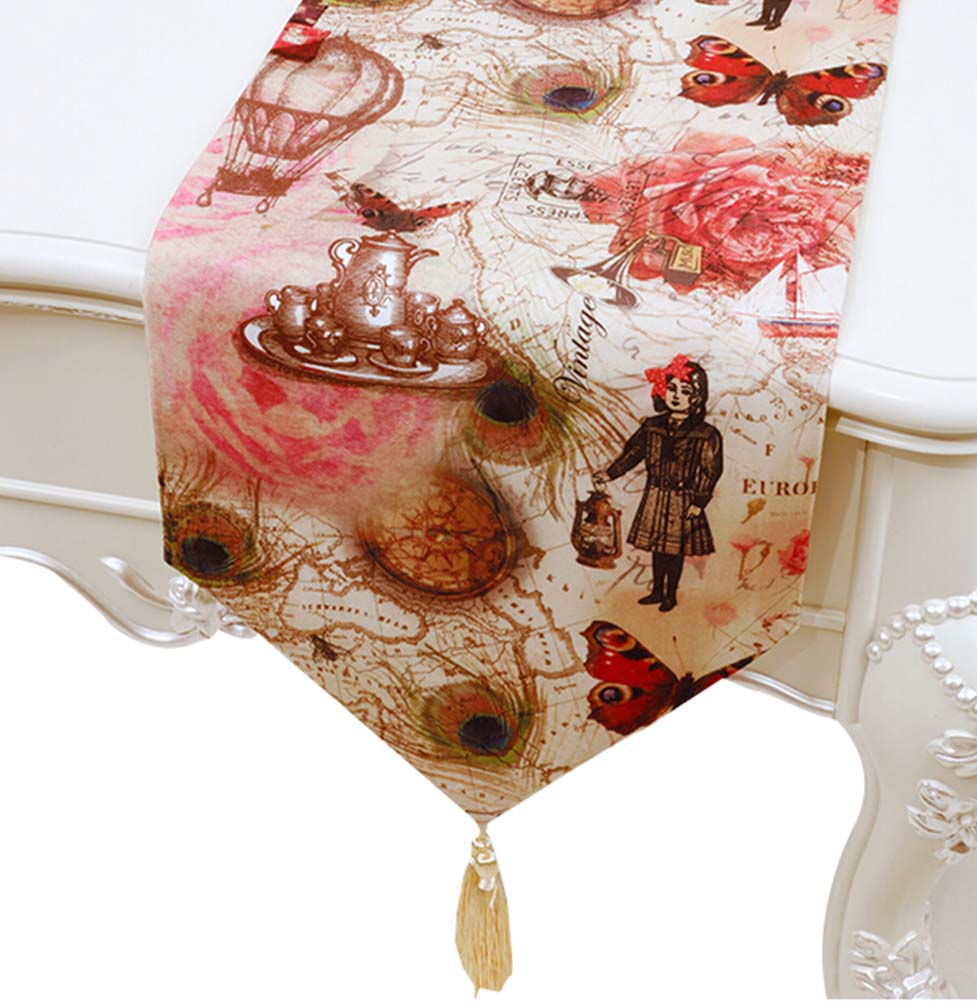 Picture of Panda Superstore PS-HOM3742021-LILY01320 Runner Coffee Flag Table Cloth, Renaissance - 33 x 150 cm