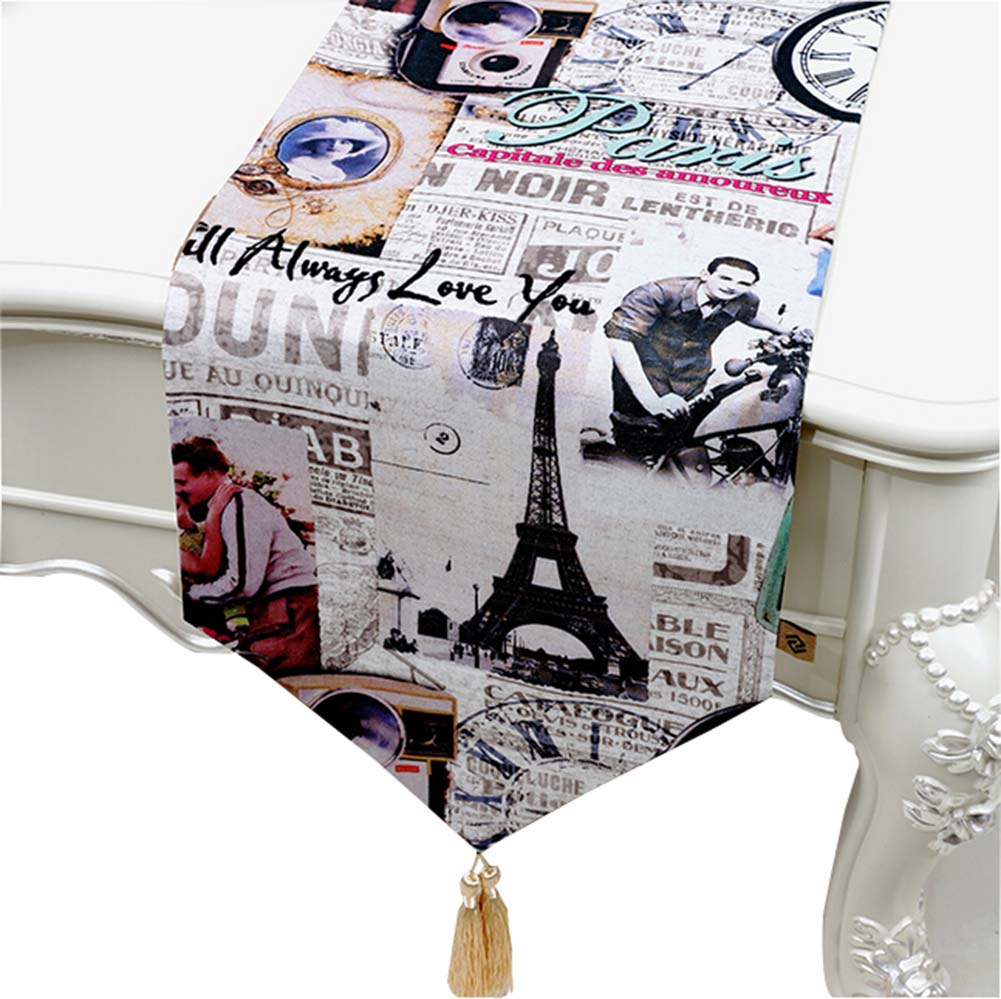Picture of Panda Superstore PS-HOM3742021-LILY01331 33 x 200 cm Table Runners Retro Tablecloths British Style Coffee Table Cloth