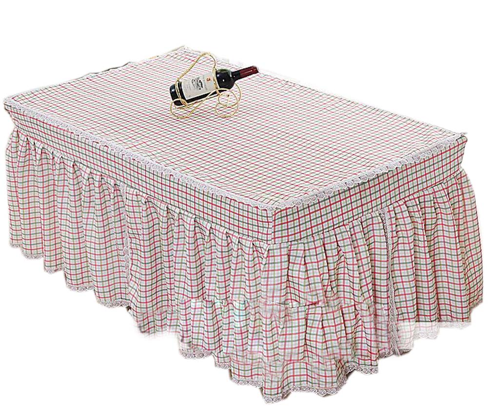 Picture of Panda Superstore PS-HOM3742031-YAN00724 Pink Square Grid Cover Coffee Dustproof Lace Tablecloth