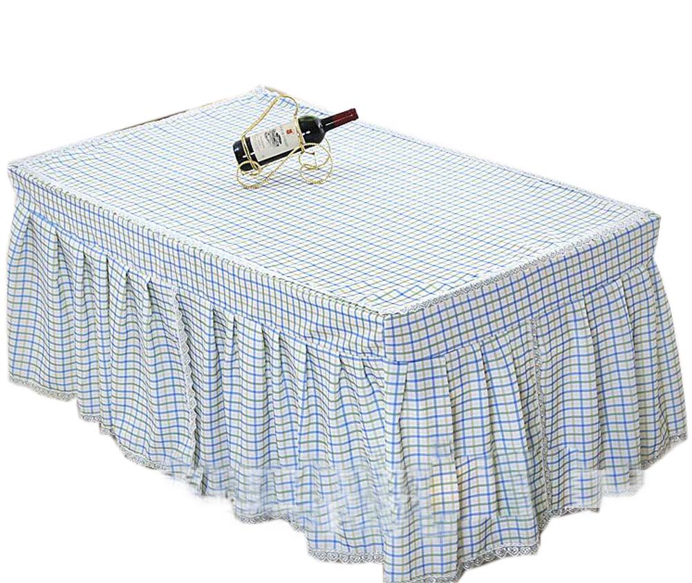 Picture of Panda Superstore PS-HOM3742031-YAN00725 Blue Square Grid Cover Coffee Dustproof Lace Tablecloth