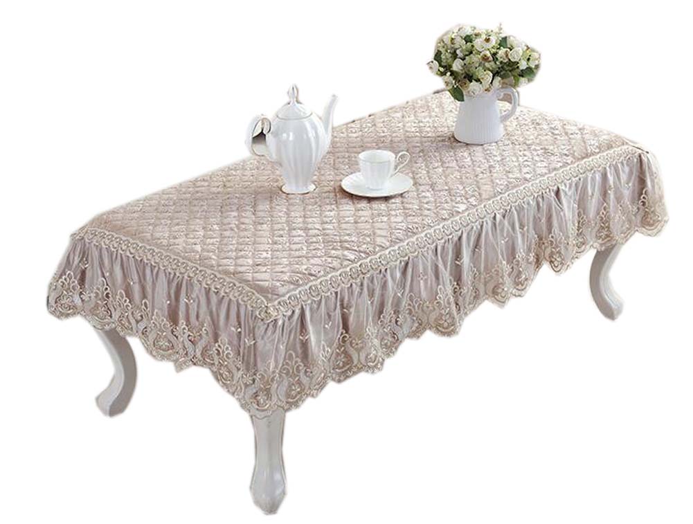 Picture of Panda Superstore PS-HOM3742031-YAN00735 European Style Velvet Cover Coffee Dustproof Lace Tablecloth, Champagne