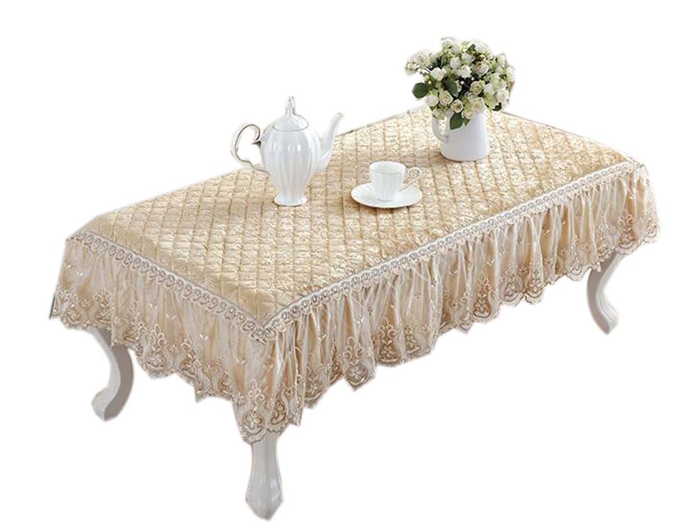 Picture of Panda Superstore PS-HOM3742031-YAN00736 European Style Velvet Cover Coffee Dustproof Lace Tablecloth, Largeight Yellow