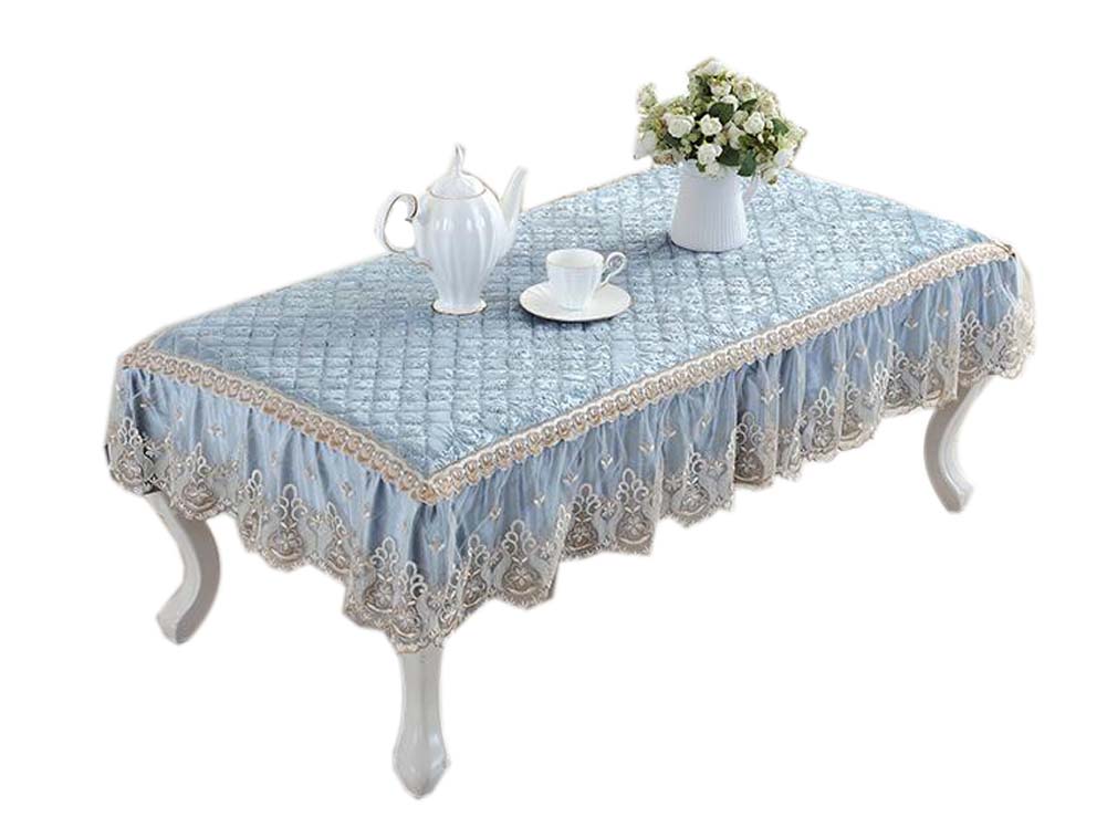 Picture of Panda Superstore PS-HOM3742031-YAN00737 European Style Velvet Cover Coffee Dustproof Lace Tablecloth, Largeight Blue
