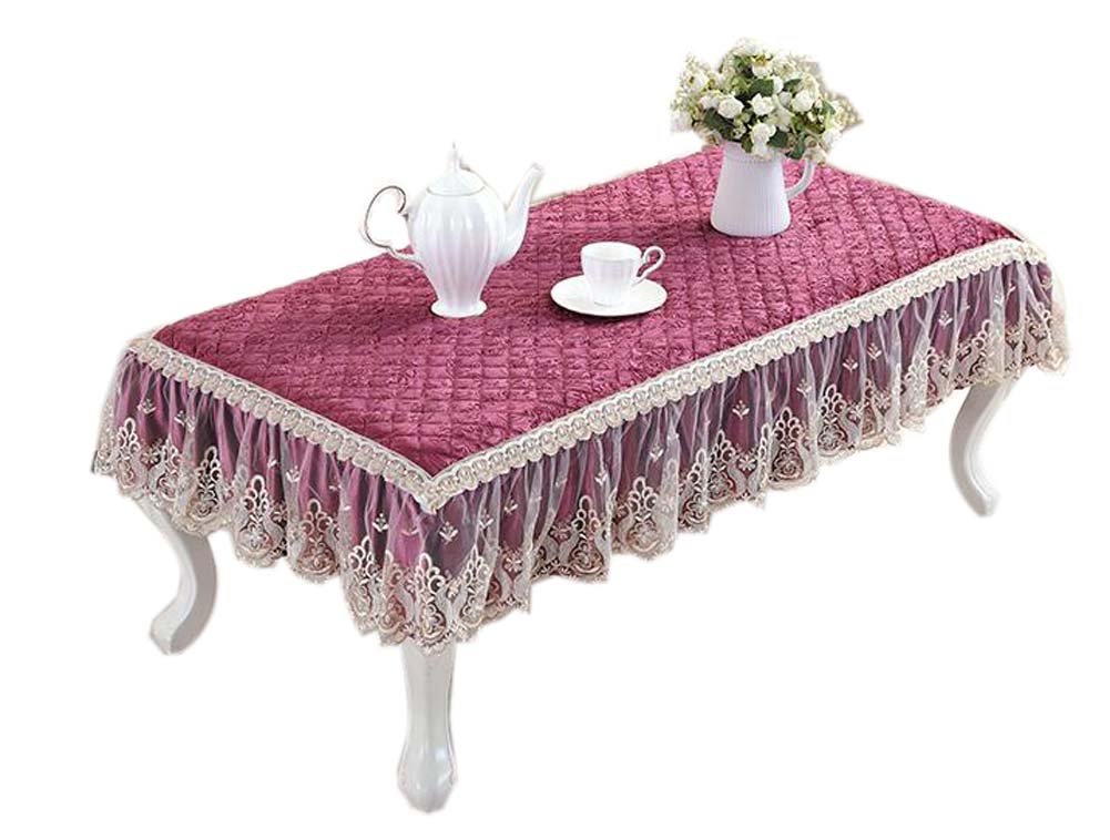 Picture of Panda Superstore PS-HOM3742031-YAN00738 European Style Velvet Coffee Dustproof Lace Tablecloth, Wine Red