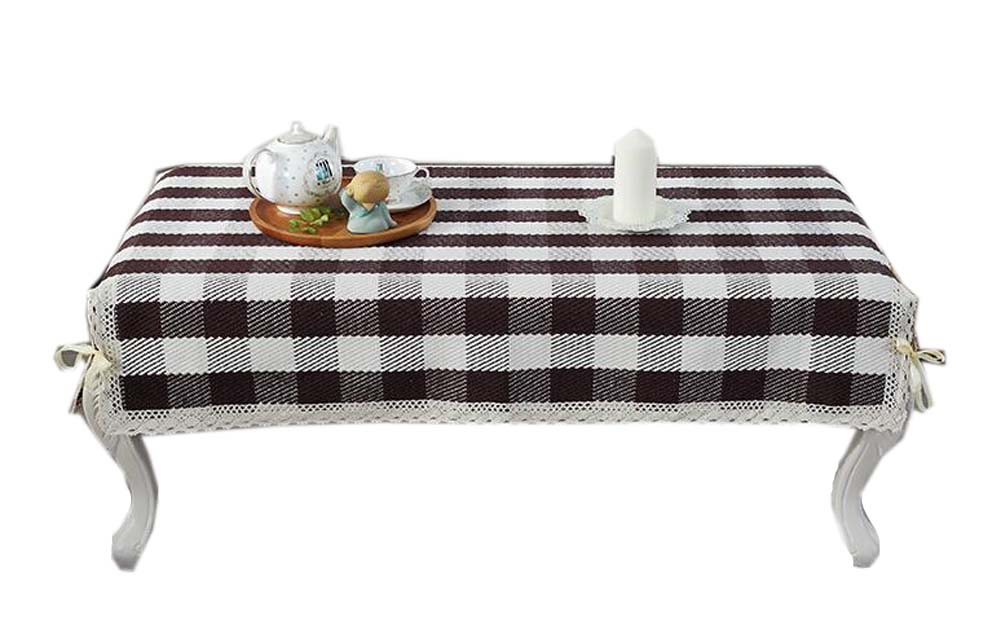 Picture of Panda Superstore PS-HOM3742031-YAN00744 Simple Style Table Coffee Dustproof Lace Tablecloth, Brown Grid