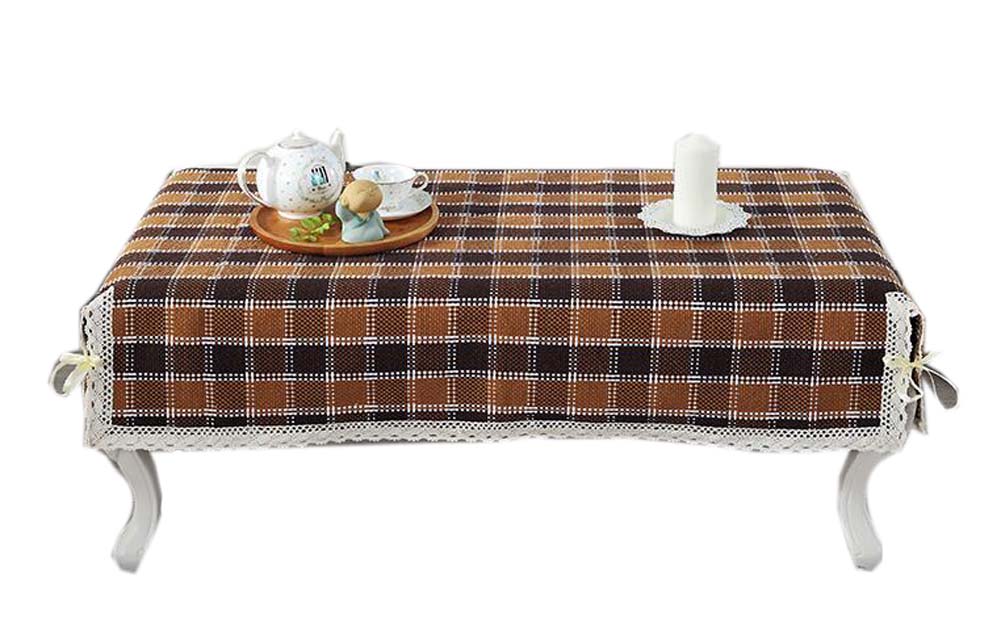 Picture of Panda Superstore PS-HOM3742031-YAN00745 Simple Style Table Coffee Dustproof Lace Tablecloth, Dark Brown Grid