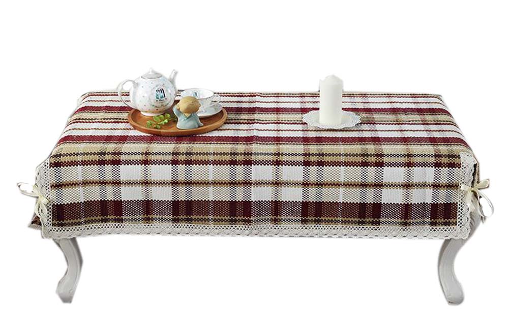 Picture of Panda Superstore PS-HOM3742031-YAN00749 European Style Cover Coffee Dustproof Lace Tablecloth, Wine Red Grid
