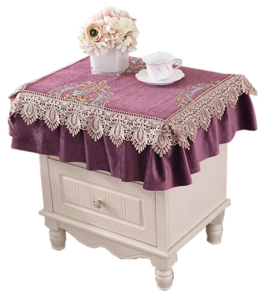 Picture of Panda Superstore PS-HOM3742031-YAN02002 European Style Bedside Cover Lace Tablecloth Dust Cover, Purple