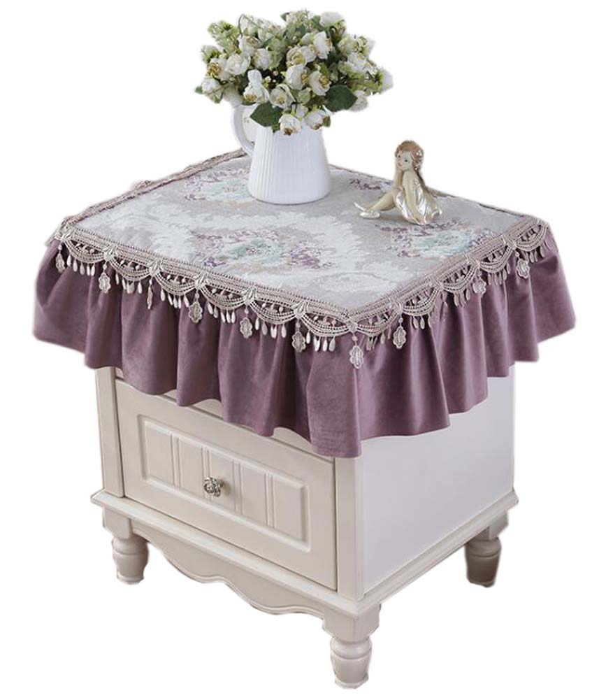 Picture of Panda Superstore PS-HOM3742031-YAN02004 European Style Bedside Lace Floral Dust Table Cloth Cover, Purple