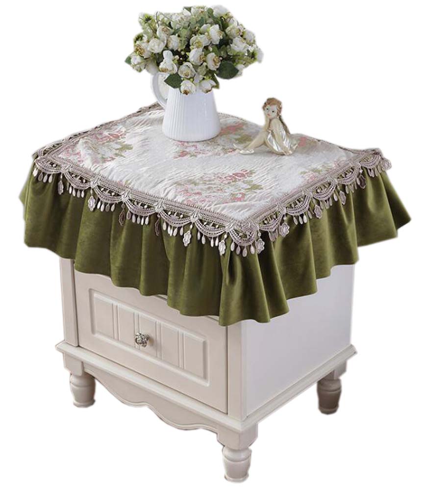 Picture of Panda Superstore PS-HOM3742031-YAN02005 European Style Bedside Lace Floral Dust Table Cloth Cover, Green