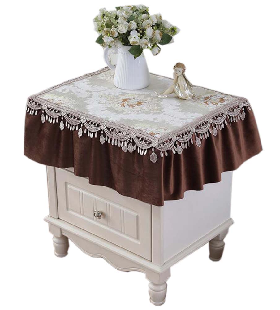 Picture of Panda Superstore PS-HOM3742031-YAN02006 European Style Bedside Table Cloth Cover Lace Floral Dust Cover, Brown