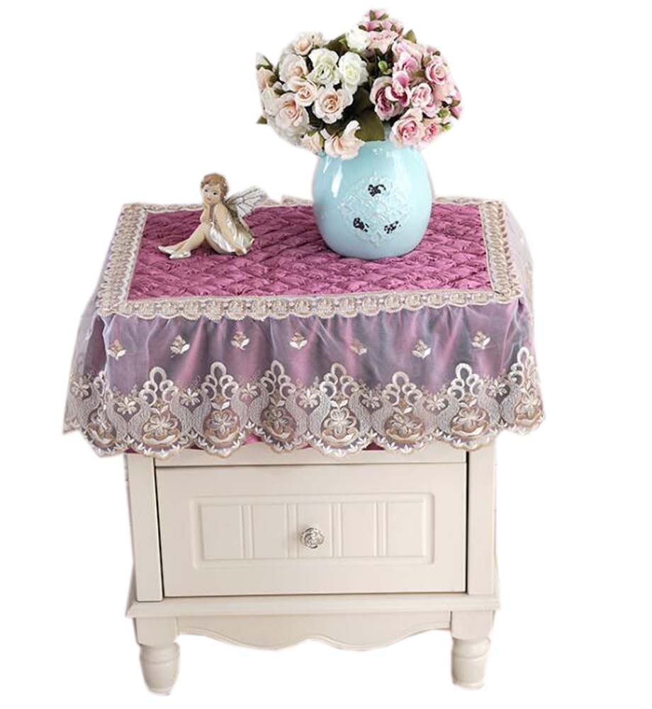 Picture of Panda Superstore PS-HOM3742031-YAN02010 European Style Soft High Quality Lace Dust Table Cloth Cover, Wine Red