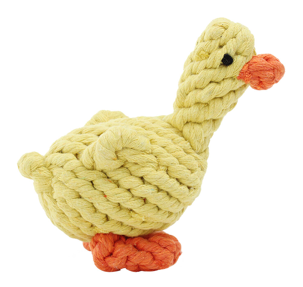 PS-PET2975415011-ALAN01283 Knot Rope Ball Chew Dog Puppy Toy Pet Duck Chew Toy, Yellow