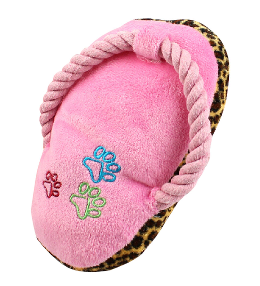 Creative Slipper Shaped Knot Rope Ball Chew Dog Puppy Toy Pet Chew Toy, Pink