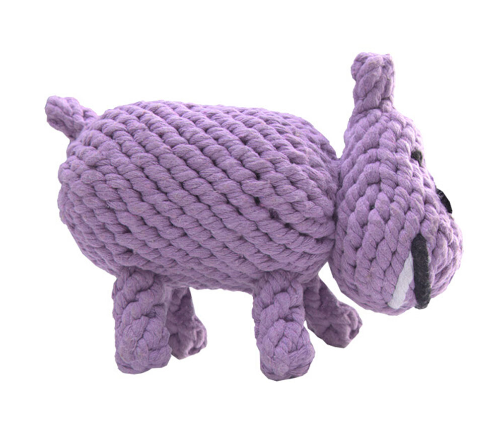 PS-PET2975415011-ALAN02307 Knot Rope Ball Chew Dog Puppy Toy Pet Chew Toy Cute - Hippo
