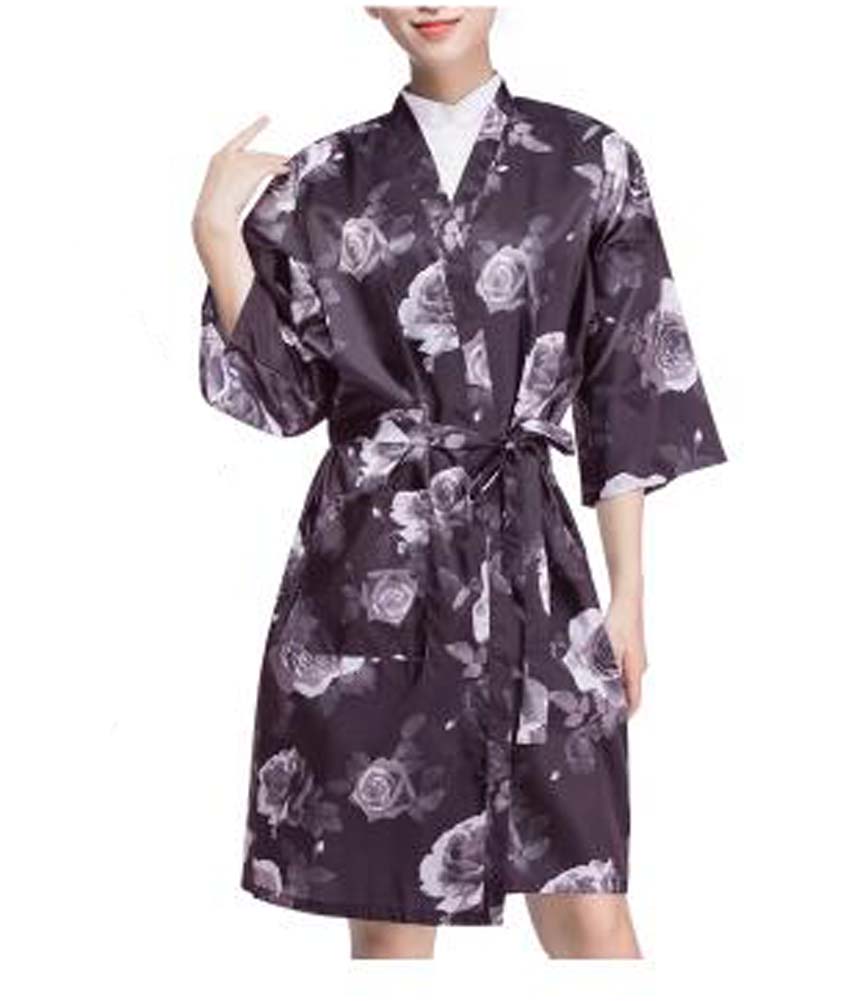 Gown Upscale Robes Beauty Salon Smock for Clients, White Rose