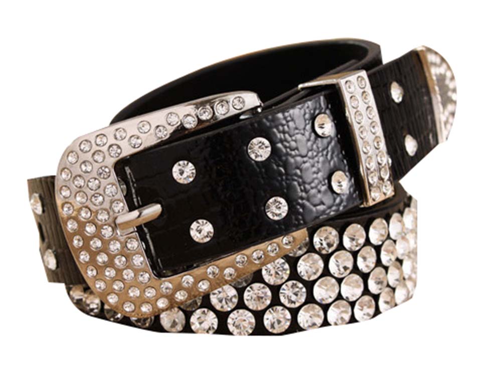 Picture of Panda Superstore PS-CLO2474940011-LILY01547 Womens Rhinestones Inlaid Fashion Wide Belts, Black