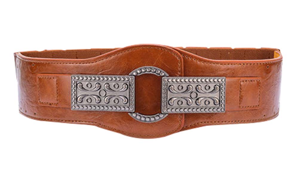 Picture of Panda Superstore PS-CLO2474940011-LILY01558 Womens Retro Carved Buckle Elastic Waist Closure Belts, Brown